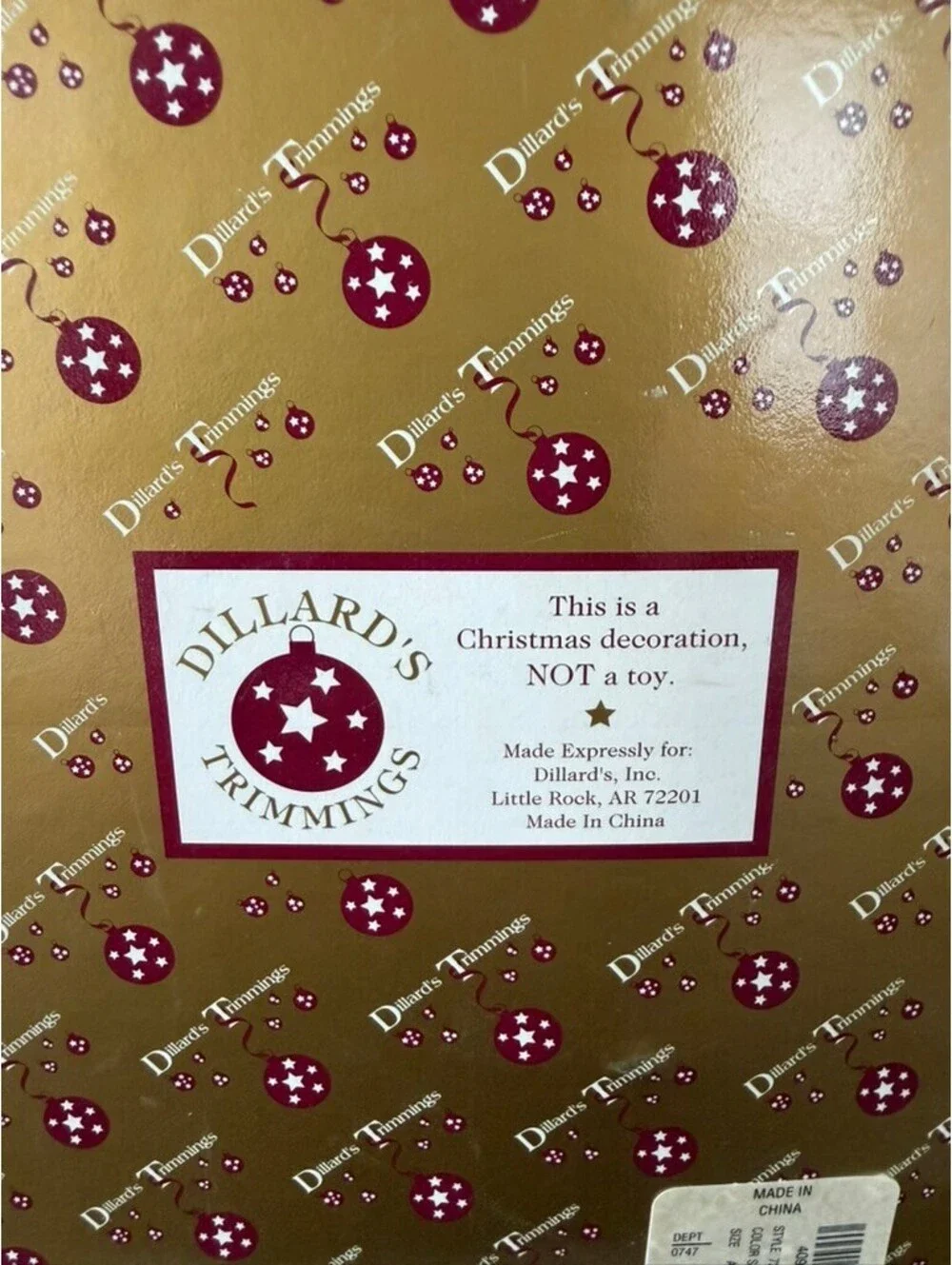 Dillard's Santa Clause Holiday Ornament